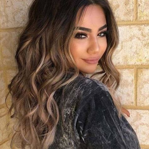 4 Quadrant Hair Color, Dark Roots Hair Balayage Brunettes, Summer Hair Color For Olive Skin Tone, Black Hair To Blonde Process, Long Hairstyles With Layers Over 40, Medium Brown Ombre Hair, Inosuke Hair, Root Shadow Brunette, Blonde Balayage On Dark Hair Brunettes