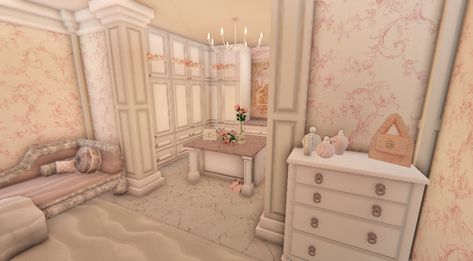 Sims Coquette House, Coquette Office Bloxburg, Bloxburg Elegant Bedroom, Mood Station Bloxburg Aesthetic, Bloxburg Pink Tile Decals, Coquette Desk Bloxburg, Bloxburg Apartment Complex Decals, Croquette Bloxburg House, Bloxburg Art Room Ideas