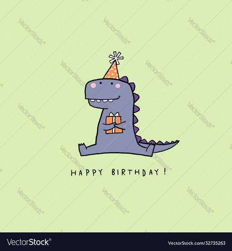 Birthday Dinosaur Drawing, Drawing Happy Birthday, Dinosaur Vector, Drawing Birthday, Happy Birthday Illustration, Drawing Happy, Birthday Card Drawing, Dinosaur Drawing, Birthday Illustration