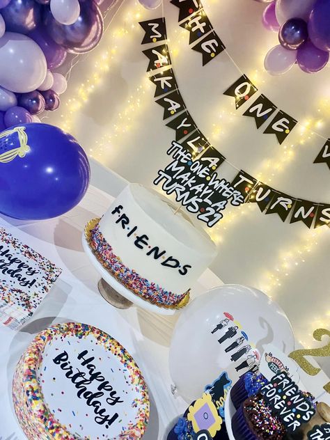 Friends Themed First Birthday, Friends Themed 1st Birthday, 30th Friends Theme Party, Friends Themed 30th Birthday Party, Friends Birthday Party Theme Cake, 18th Birthday Friends Theme, 30th Birthday Friends Theme, Theme 21st Birthday Party, Simple Friends Theme Cake