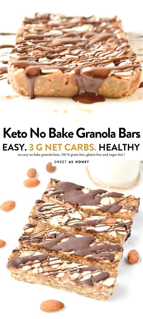 KETO GRANOLA BARS easy chewy no bake breakfast bars or healthy snacks (2.8g net carbs) 100 % Low Carb + Vegan + Gluten free. #lowcarbfoods #lowcarbrecipes #lowcarbdiet #lowcarbbreakfast #lowcarbporridge #ketorecipes #ketoforbeginners #ketodiet #ketobreakfast #ketones #ketosis" No Bake Breakfast Bars, Keto Granola Bars, No Bake Breakfast, Low Carb Granola Bars, Bake Granola Bars, No Bake Granola, Easy Granola Bars, Dolce Poche Calorie, Bake Breakfast