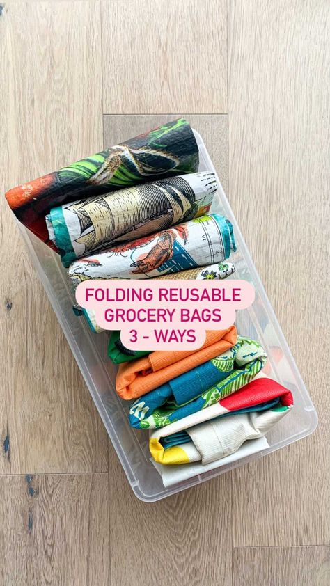 Folding Reusable Bags, Fold Reusable Grocery Bags, How To Fold Bags For Storage, How To Fold Reusable Bags Shopping, Folding Reusable Grocery Bags, Folding Grocery Bags, How To Fold Reusable Grocery Bags, How To Fold Grocery Bags, Fold Reusable Bags