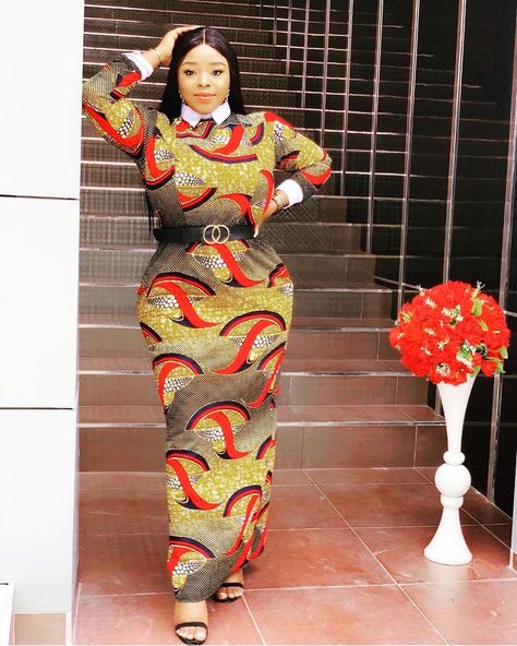 Ankara Simple Long gown with bishop neck and black belt Bishop Neck, Ankara Long Gown Styles 2019, Latest Ankara Long Gown Styles, Long Gown Styles, Styles Ankara, Ankara Long Gown, Beautiful Ankara Styles, Ankara Short Gown Styles, Ankara Long Gown Styles