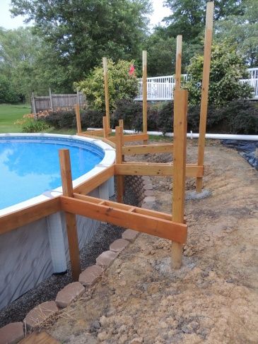 Wraparound Above Ground Pool Deck - Woodworking Talk - Woodworkers Forum Decks Around Pools, Pool Ideas On A Budget, Pool Deck Plans, Best Above Ground Pool, Swimming Pool Decks, Outdoor Pool Area, Above Ground Pool Ideas, Ground Pool Ideas, Diy Swimming Pool