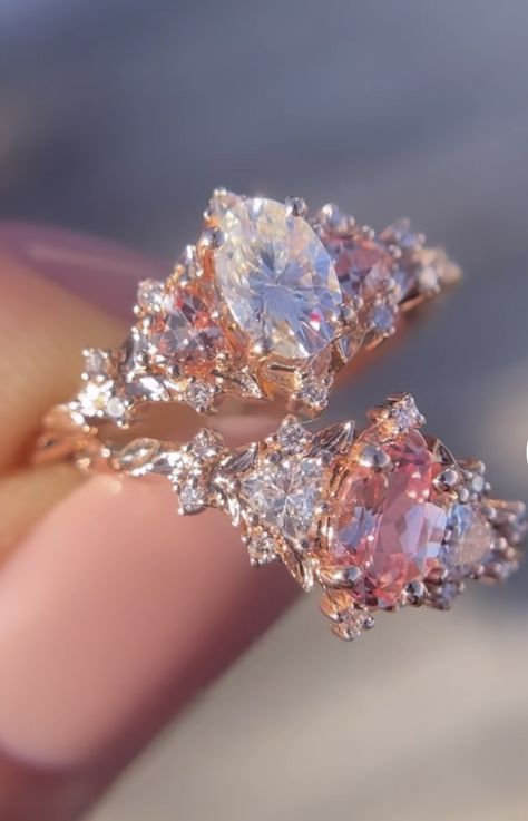 Beautiful Silver Engagement Rings, Fairy Tale Wedding Ring, Unique Pink Engagement Rings, Beauty Queen Aesthetic, Fairy Wedding Rings, Pink Diamond Ring Engagement, Fairy Wedding Ring, Oore Jewelry, Wedding Rings Opal