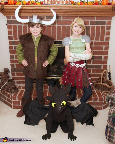 How to Train Your Dragon: Hiccup, Astrid, and Toothless - Halloween Costume Contest via @costume_works Hiccup Costume, Astrid Costume, Boring Photos, Dragon Hiccup, Toothless Costume, Sibling Halloween Costumes, Dragon Toothless, Halloween Costumes 2014, Dragon Halloween