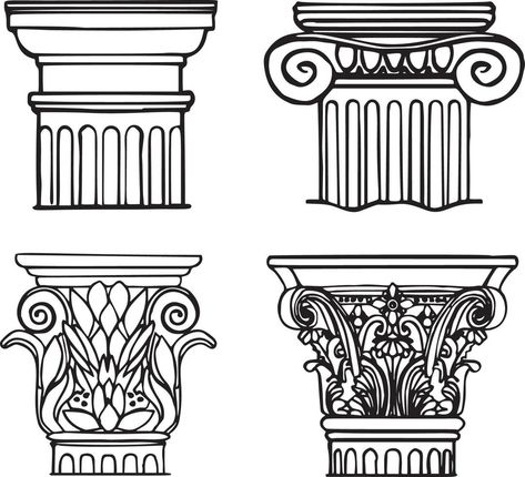 Ionic Column Sketch, Roman Art Drawing, Column Sketch, Roman Illustration, Column Drawing, Italian Beverages, Greek Illustration, Ancient Rome Architecture, Greek Drawing