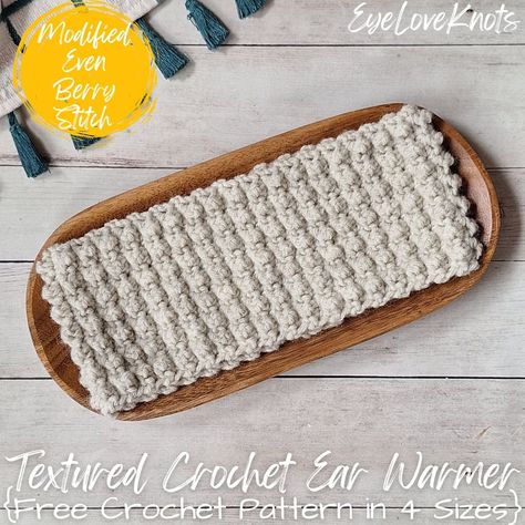 Easy Textured Crochet Ear Warmer 2 Ways | Little Pebbles Earwarmer - Free Crochet Pattern - EyeLoveKnots Easy Crochet Ear Warmer, Crochet Ear Warmer Free Pattern, Ear Warmer Pattern, Cozy Headbands, Crochet Ear Warmer Pattern, Large Crochet Hooks, Textured Crochet, Foundation Single Crochet, Lion Brand Wool Ease