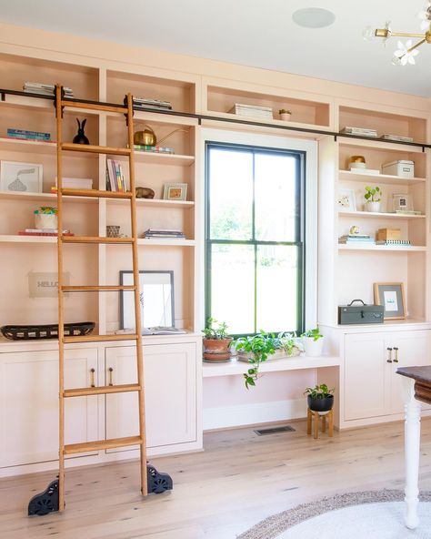 Reclaimed Oak Flooring, Diy Built In, Floor To Ceiling Bookshelves, Stylish Home Office, Office Built Ins, Studio Office, Wing It, Library Wall, Bookcase Wall