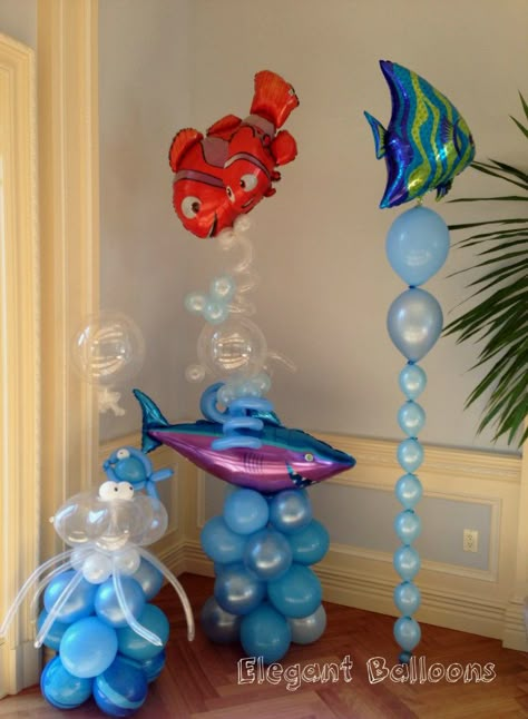 Fish Balloon, Nemo Birthday Party, Nemo Party, Nemo Birthday, Ocean Birthday Party, Shark Themed Birthday Party, Ocean Birthday, Shark Birthday Party, Sea Birthday Party