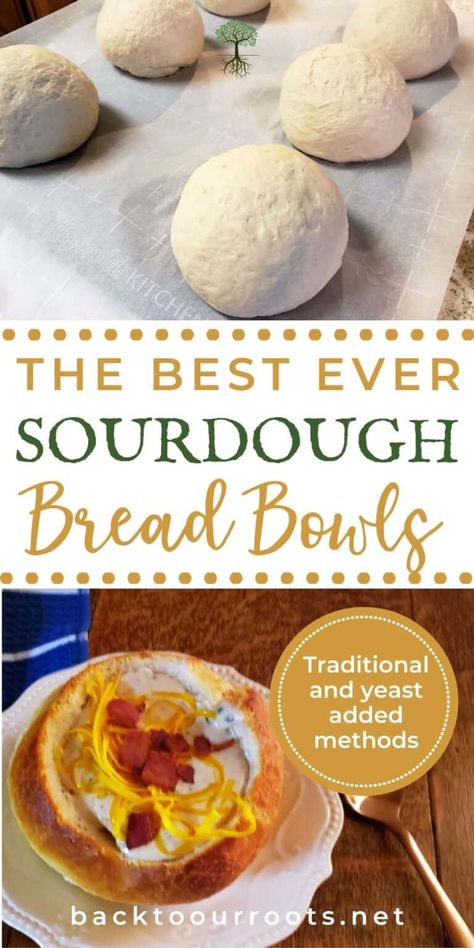 Sourdough Bread Bowls, Bread Bowl Soup, Sourdough Breads, Bread Bowl Recipe, Recipe Using Sourdough Starter, Discard Recipe, Sourdough Bread Starter, Dough Starter, Sourdough Starter Discard Recipe