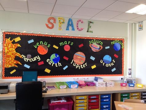 Space Planets Display, classroom display, class display, Space, planets, planet, Stars, moon, rocket, Early Years (EYFS), KS1 & KS2 Primary Resources Space Theme Classroom, Space Classroom, Exit Slips, Classroom Decor High School, Class Displays, Outer Space Theme, English Projects, Classroom Board, Space Activities