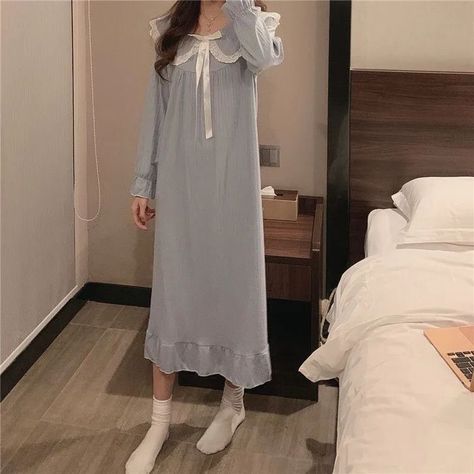 Pajama Dress Nightgowns, Pajamas Dress, Pajama Fashion, Muslim Women Fashion, Pajama Dress, Kawaii Fashion Outfits, Korean Girl Fashion, Korean Fashion Trends, Pretty Lingerie