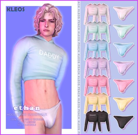 PEACH | Ethan Hoodie And Underwear | Kleos Sims on Patreon Kleos Sims, Sims 4 Femboy Cc, Sims 4 Men Clothing, Sims 4 Male Clothes, Sims 4 Cheats, Sims 4 Cc Eyes, Male Sims, The Sims 4 Pc, Sims 4 Male