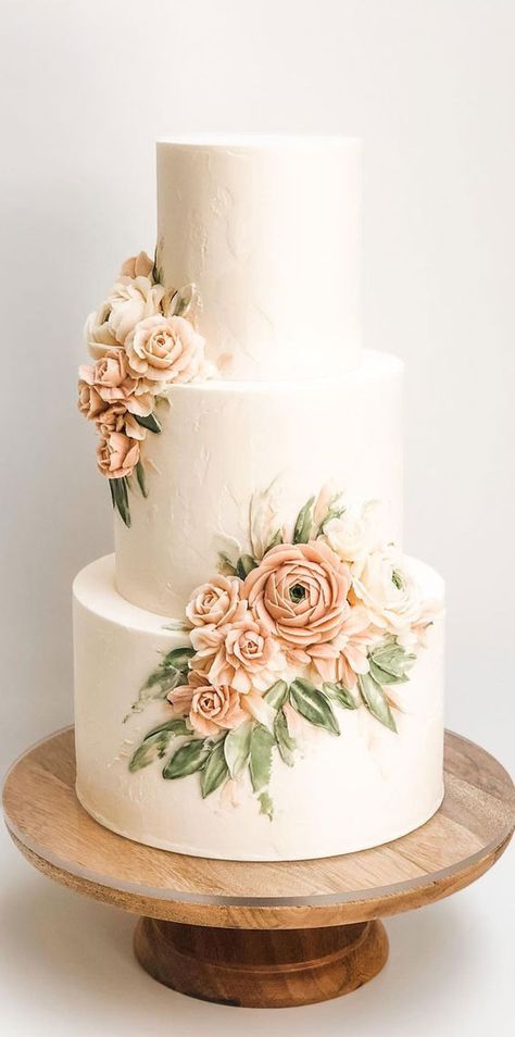 4 Tier Floral Wedding Cake, Buttercream Wedding Cake Elegant, Wedding Cakes With Buttercream Flowers, Wedding Cakes With Icing Flowers, Wedding Cake With Frosting Flowers, Buttercream Icing Wedding Cake, Wedding Cakes Buttercream, Icing Flowers Wedding Cake, 3 Tier Buttercream Wedding Cake