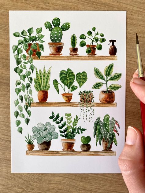 Watercolor Plants, Sending Love, 수채화 그림, Small Canvas Art, Watercolor Art Lessons, Botanical Watercolor, Plant Illustration, Watercolor Inspiration, Painting Art Projects