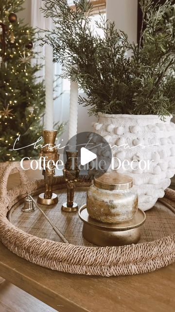 Nelly | Arizona Interior Designer on Instagram: "Simple, elegant and neutral 🤎 Just a few words to describe Christmas this year. 🎄 These nutcrackers are only available in store and not listed on their website. @kirklands - For everything else comment TABLE and i will send you all the links 🤎 . . . #christmas #christmasdecor #christmascoffee #christmastree #christmasdecorations #christmaslivingroom #elegantchristmas #LTKchristmas #ltkhome #ltk #ltkcreator . . . Living room christmas decor - christmas decoration - Christmas decor - Christmas @ltk.creators @ltk.home @shop.ltk" Coffee Table Decor Christmas, Kirklands Home Decor, Elegant Christmas Decor Ideas For Living Room, Coffee Table Christmas Decor, Round Coffee Table Styling, Arizona Interiors, Kirkland Home Decor, Christmas Coffee Table Decor, Coffee Table Decor Living Room