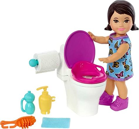 Amazon.com: Barbie Skipper Babysitters Inc Doll & Accessories Set with Brunette Doll in Butterfly Dress, Potty & Bathroom-Themed Pieces : Toys & Games Barbie Bebe, Barbie Camper, Barbie Chelsea Doll, Barbie Kids, 12 Birthday, Barbie Gifts, Baby Barbie, Barbie Doll Set, Chelsea Doll