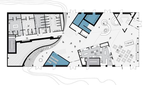 MVRDV and Adept complete community centre that encourages play Mvrdv Architecture, Cultural Center Architecture, Architectural Representation, Zaha Hadid Architects, Cultural Architecture, Ground Floor Plan, Zaha Hadid, Cultural Center, Activity Centers