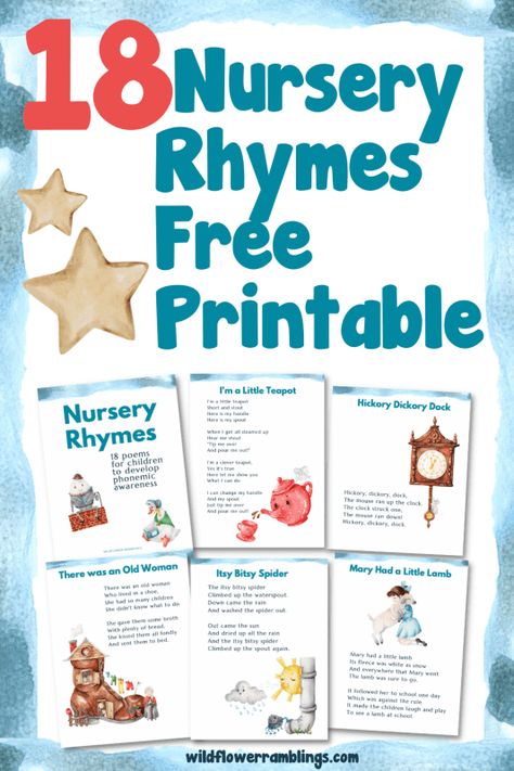 Preschool Nursery Rhyme Activities, Nursery Rhymes Printables, Free Nursery Rhymes, Nursery Rhymes Toddlers, Nursery Rhymes Preschool Crafts, Nursery Ryhmes, Rhyming Preschool, Nursery Rhyme Crafts, Toddler Songs