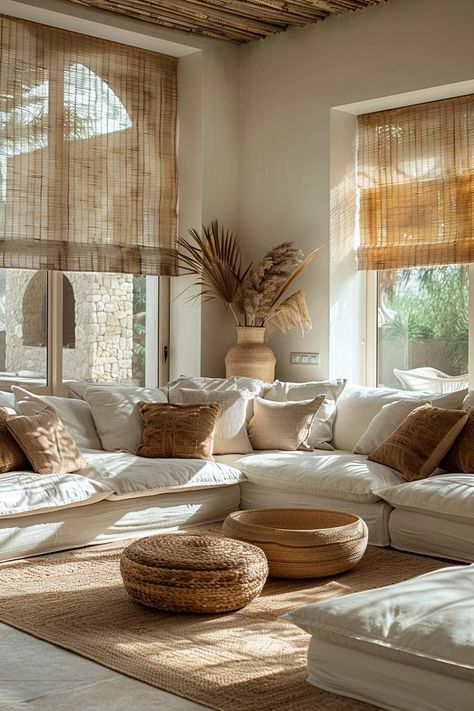 Boho White Living Room, Neutral Color Living Room Ideas, Beachy Interior Design, Oasis Living Room, Wicker Living Room, Neutral Coastal Living Room, Coastal Modern Living Room, Beachy Furniture, Coastal Living Room Ideas