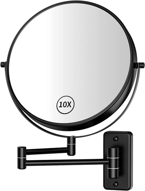 Amazon.com: Gospire 9" Large Size Wall Mount Makeup Mirror with 1X/10X Magnification Double-Sided 360° Swivel Vanity Mirror，Black Polished Extendable Shaving Bathroom Wall Cosmetic Mirror for Men and Women : Home & Kitchen Swivel Mirror, Wall Mounted Makeup Mirror, Double Sided Mirror, Shaving Mirror, Chrome Mirror, Magnifying Mirror, Cosmetic Mirror, Makeup Mirrors, Video Wall