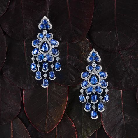 Raymond Chandler's heroine in The Long Goodbye has eyes that are "cornflower blue," and we can only imagine what she would look like with these in her ears. A stunning pair of sapphire and diamond earrings, total weight of the 36 sapphires just over 36 carats.#chatila #earrings #sapphireearrings #chatilajewels Indigo Jewelry, Classic Diamond Earrings, Long Goodbye, White Diamond Jewelry, The Long Goodbye, Sapphire And Diamond Earrings, Diamond Jewelry Designs, Jewellery Ideas, Classy Jewelry