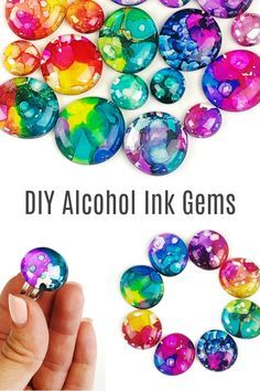 Diy Alcohol Ink, Diy Alcohol, Alcohol Ink Jewelry, Alcohol Ink Glass, Alcohol Ink Crafts, Gem Crafts, Ink Crafts, Alcohol Ink Painting, Glass Gems