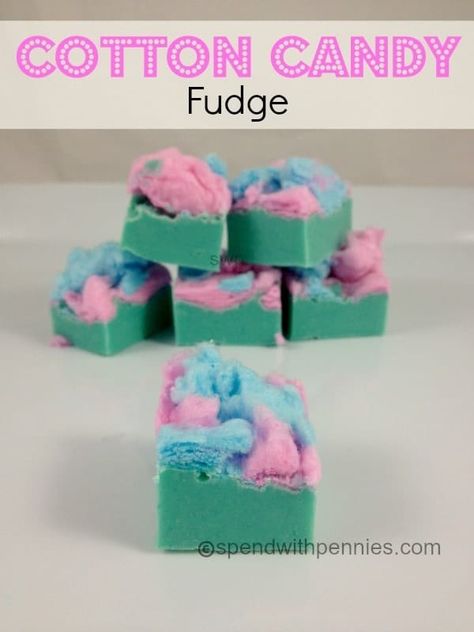 5 Minute Cotton Candy Fudge! - Spend With Pennies Cotton Candy Fudge, Quick Foods, Candy Fudge, Oh Fudge, Spend With Pennies, Sweetest Thing, Candy Cookies, Homemade Candies, Candy Making