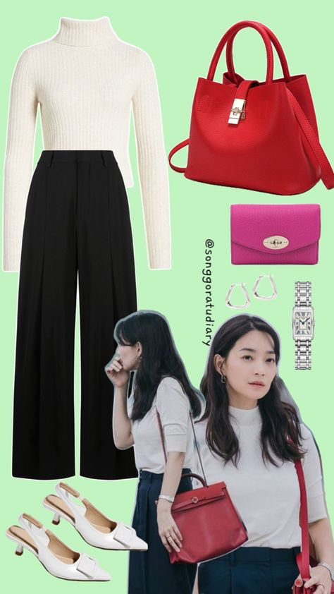 Shin Min A Yoon Hye Jin Hometown Cha Cha Cha KDrama Inspired Outfit White Turtleneck OOTD Shin Min Ah Fashion, Hometown Cha Cha, Hometown Cha Cha Cha, Simple Style Outfits, Outfit White, White Turtleneck, Casual Day Outfits, Quick Outfits, Style Icons