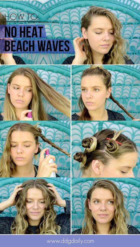 Beachy Waves Hair, Short Hair Waves, Hair Without Heat, Beach Wave Hair, No Heat Hairstyles, How To Curl Short Hair, Box Braids Hairstyles, No Heat, Hair Waves