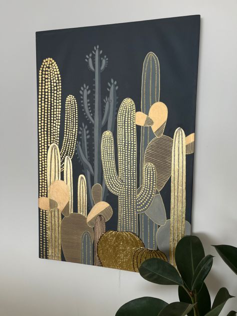 #art #cactus #texture Black Canvas Paintings, Cactus Painting, Cactus Art, Arte Inspo, Framed Canvas Wall Art, The Plant, Plant Life, Abstract Canvas, 그림 그리기