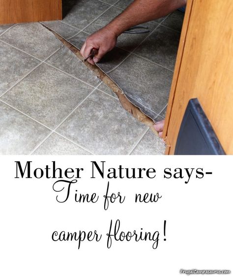 Camper Flooring, Horse Trailer Living Quarters, Linoleum Flooring, Rv Remodel, Horse Trailer, Camping Trailer, Linoleum, Laminate Flooring, Very Happy