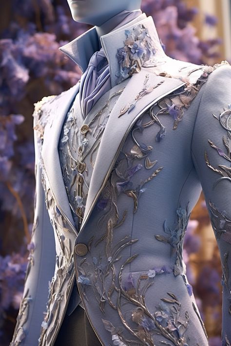 Ethereal Suit, Fantasy Formal Wear Male, Fancy Suits For Men, Fantasy Suits Male, Fantasy Fashion Male, Fantasy Suit, Horror Movie Outfits, Butterfly Suit, Royal Suit