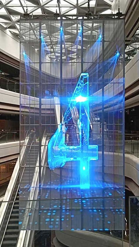 LED Curtain Wall at Shopping Mall Led Poster, Interactive Art Installation, Transparent Screen, Poster Project, Led Curtain, Interactive Installation, Architectural Sketch, Interactive Art, Led Screen