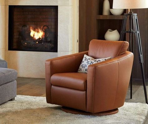 Living Room Chairs - Dania Furniture Leather Swivel Recliner Chair, Swivel Glider Chair Living Room, Dania Furniture, Contemporary Living Room Chairs, Stylish Recliners, Office Redo, Modern Contemporary Living, Blue Bubbles, Swivel Rocker Chair