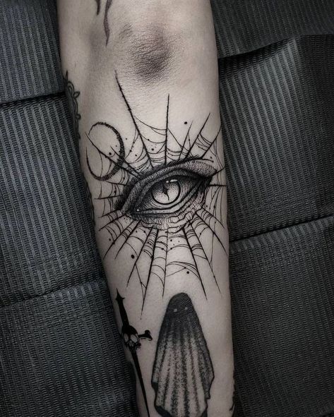 Seeing Eye Tattoo, Rip Tattoos For Mom, All Seeing Eye Tattoo, Feminine Skull Tattoos, Feminine Tattoo Sleeves, Wrist Tattoos For Guys, Scary Tattoos, Elbow Tattoos, Metal Tattoo