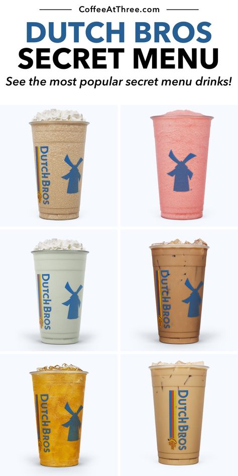 Dutch Bros Menu, Dutch Bros Secret Menu, Frozen Coffee Drinks, Dutch Brothers, White Chocolate Syrup, Dutch Bros Drinks, Passion Fruit Syrup, Best Iced Coffee, Frozen Coffee