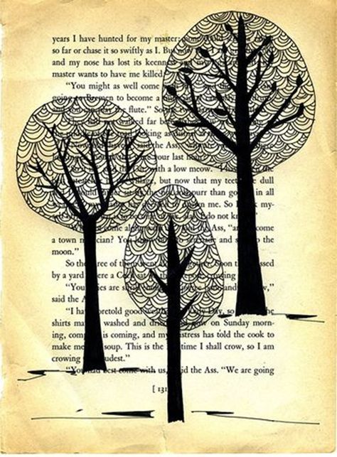 40 Simple and Easy Doodle Art Ideas to Try Lisa Congdon, Album Journal, Newspaper Art, Book Page Art, Arte Van Gogh, Altered Book Art, Easy Doodle Art, Old Book, Zentangle Art