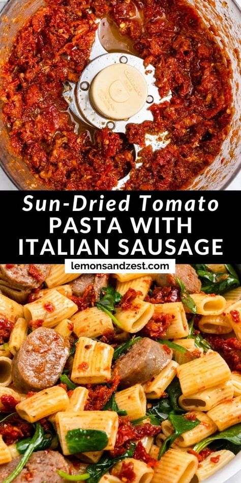 Sausage Sun Dried Tomato Pasta, Sausage Recipes Pasta, Pasta With Italian Sausage, Italian Sausage Recipes Pasta, Ricotta Pasta Bake, Dried Tomato Pasta, Basil Pasta Salad, Sun Dried Tomato Pasta, Sundried Tomato Pasta