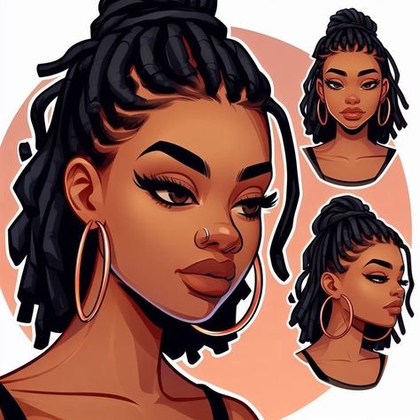 How To Draw Braids, Drawing Cartoon Faces, Black Woman Artwork, Black Couple Art, Black Cartoon Characters, Tableau Art, Black Artwork, Black Cartoon, Black Love Art