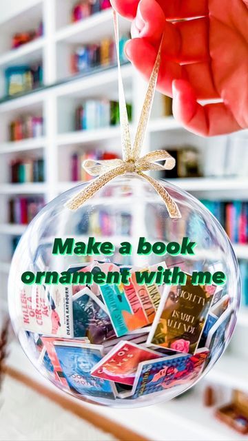 Miniature Book Ornaments, Book Filled Ornament, Library Ornaments, How To Make Mini Book Ornaments, Miniature Book Ornament Diy, How To Make Book Ornaments, Diy Mini Book Ornament, Book Club Ornament, Book Lover Ornament Diy