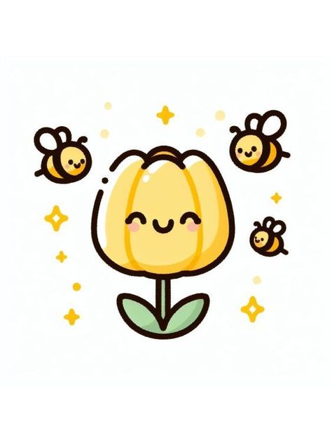 Embrace relaxing art time with these 18 tulip drawing ideas 🌷😌. Find peace and satisfaction in creating beautiful tulip art that soothes the soul and sharpens your skills. Cute Flower Drawing Simple, Cute Drawings Plants, Drawing Ideas Cute Kawaii, Simple Tulip Drawing, Kawaii Drawing Ideas, Tulip Cartoon, Peaceful Drawing, Bees Drawing, Tulip Graphic