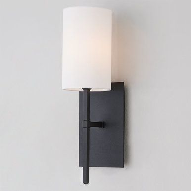 Black Wall Sconces: Unique Designs with Glass and Fabric Shades - Shades of Light Living Room Wall Light Fixtures, Sconces Fireplace Black, Modern Hallway Sconces, Wall Sconses Hallway, Wall Sconces Hallway Modern, Black Bathroom Sconces Light Fixtures, Sconces Next To Tv Living Room, Matte Black Sconces Bathroom, Modern Wall Sconces Hallways