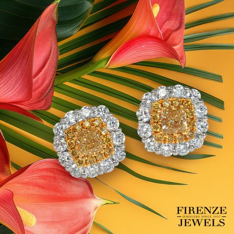 Sunshine is my favorite color. ☀️ 🌈

#FIRENZEJEWELS style 8736 glimmers with .83 carat fancy yellow diamonds and .80 carat round brilliant cut white diamonds set in 18k white gold. 

Available @ https://bit.ly/3jjxtpj Yellow Diamonds, Fancy Yellow Diamond, Celebrity Engagement Rings, Stunning Engagement Ring, My Favorite Color, Yellow Diamond, White Diamonds, Round Brilliant, Diamond White