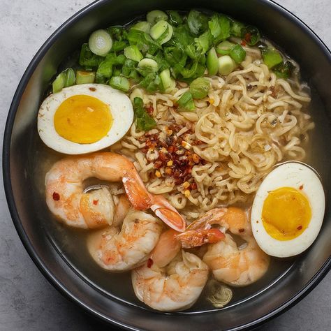 Asian Shrimp Ramen Bowl Recipe - Instacart Seafood Ramen Bowl, Ramen Noodles With Shrimp, Easy Shrimp Ramen, Shrimp And Ramen, Shrimp Ramen Bowl, Shrimp Ramen Noodle Recipes, Shrimp Ramen Recipes, Ramen Bowl Recipe, Copycat Meals