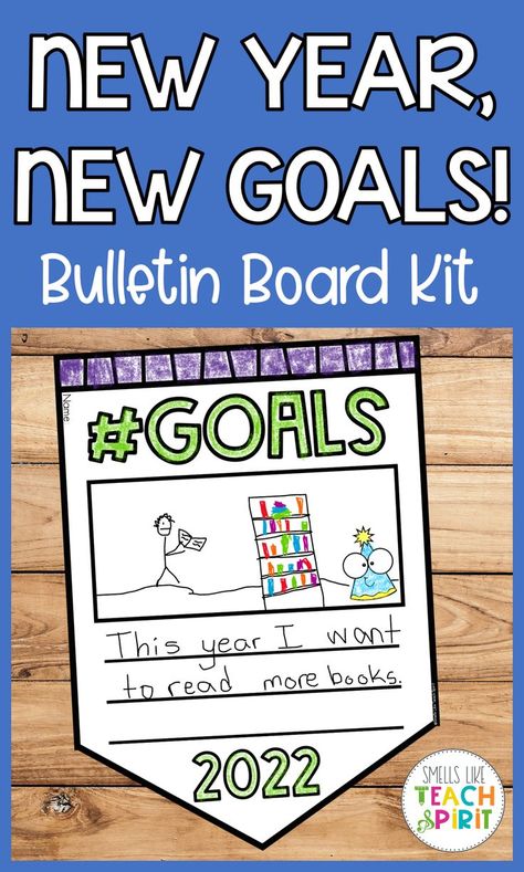 This resource contains all the items you need to create a bulletin board display for New Year Goals. Your students will love sharing what their goals are for this new year writing activity. These activities come differentiated and will work well during Writing Workshop. Goal Setting Bulletin Board, New Year Writing, Goals Bulletin Board, New Years Goals, Interactive Bulletin Boards, Year Goals, New Years Activities, Sensory Art, Board Display