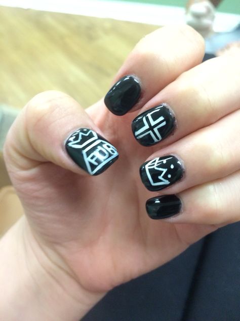 Fall out boy nail art Fall Out Boy Nails, Boy Nail Art, Emo Nail Art, Emo Nail, Boy Nails, Emo Nails, Nails Emo, Nails Inspo Aesthetic, Emoji Nails