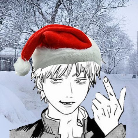 Denji Christmas Pfp, Csm Christmas Pfp, Csm Christmas Icon, Chainsaw Man Christmas Pfp, Denji Christmas, Christmas Chainsaw Man, Csm Christmas, Chainsaw Man Christmas, Drawing Meme