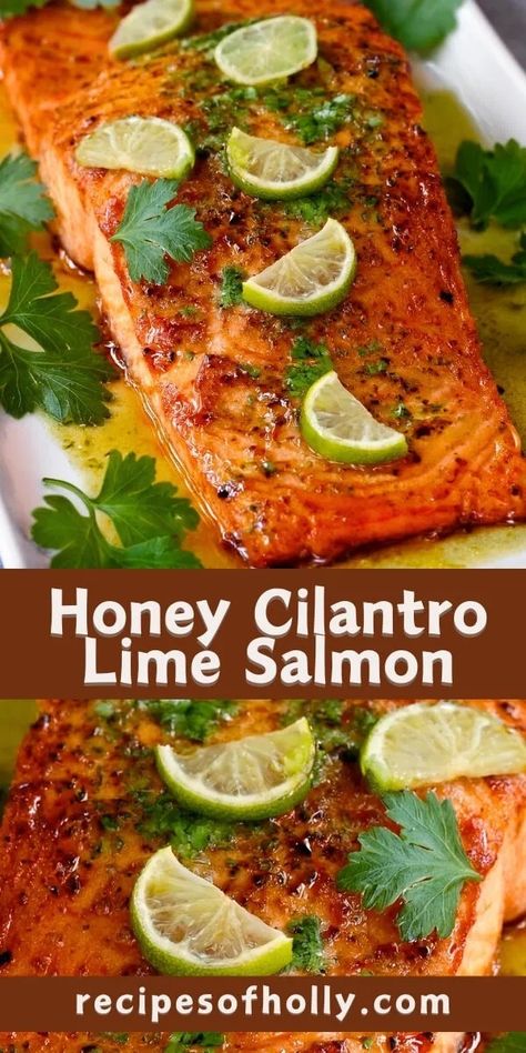 Honey Cilantro Lime Salmon Salmon And Cilantro Lime Rice, Honey Garlic Lime Salmon, Salmon With Cilantro Lime Rice, Honey Cilantro Lime Salmon, Mexican Salmon, Cilantro Salmon, Indian Salmon, Lime Salmon Recipes, Chili Lime Salmon